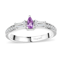 Madagascar Purple Sapphire and Moissanite 0.50 ctw Ring in Rhodium Over Sterling Silver (Size 10.0)
