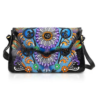 Sukriti Maroon Genuine Leather Hand Painted Tooled Crossbody Bag