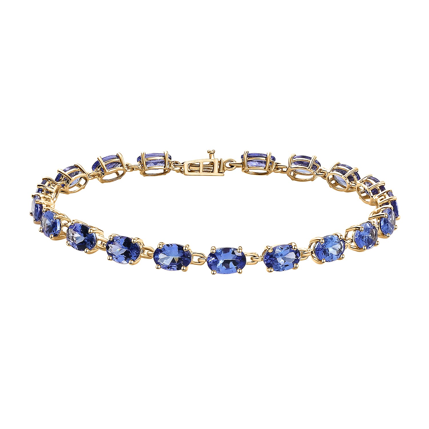 Luxoro 10K Yellow Gold AAA Tanzanite Link Bracelet (8.00 In) 11.00 ctw