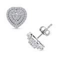 Luxuriant Lab Grown Diamond G-H SI 1.00 ctw Heart Earrings in Platinum Over Sterling Silver - Sticky add to cart bar