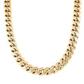 10K Yellow Gold Flat Miami Cuban 6mm Necklace 22 Inches with Simulated Diamond Lock 16.04 Grams 0.30 ctw - Sticky add to cart bar