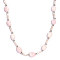 Pink Opal 80.00 ctw Beaded Necklace in Rhodium Over Sterling Silver 18-20 Inches - Sticky add to cart bar