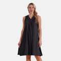 Black Sleeveless Midi Lounge V-neck Dress - One Size Fits Most - Sticky add to cart bar