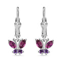 D'Joy Premium Orissa Rhodolite Garnet and African Amethyst 0.90 ctw Butterfly Earrings in Rhodium Over Sterling Silver - Sticky add to cart bar