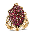 Orissa Rhodolite Garnet 6.00 ctw Crimson Bloom Ring in 18K Vermeil Yellow Gold Over Sterling Silver (Size 10.0) - Sticky add to cart bar