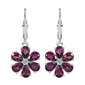 D'Joy Premium Orissa Rhodolite Garnet and White Zircon 6.10 ctw Flower Earring in Rhodium Over Sterling Silver - Sticky add to cart bar