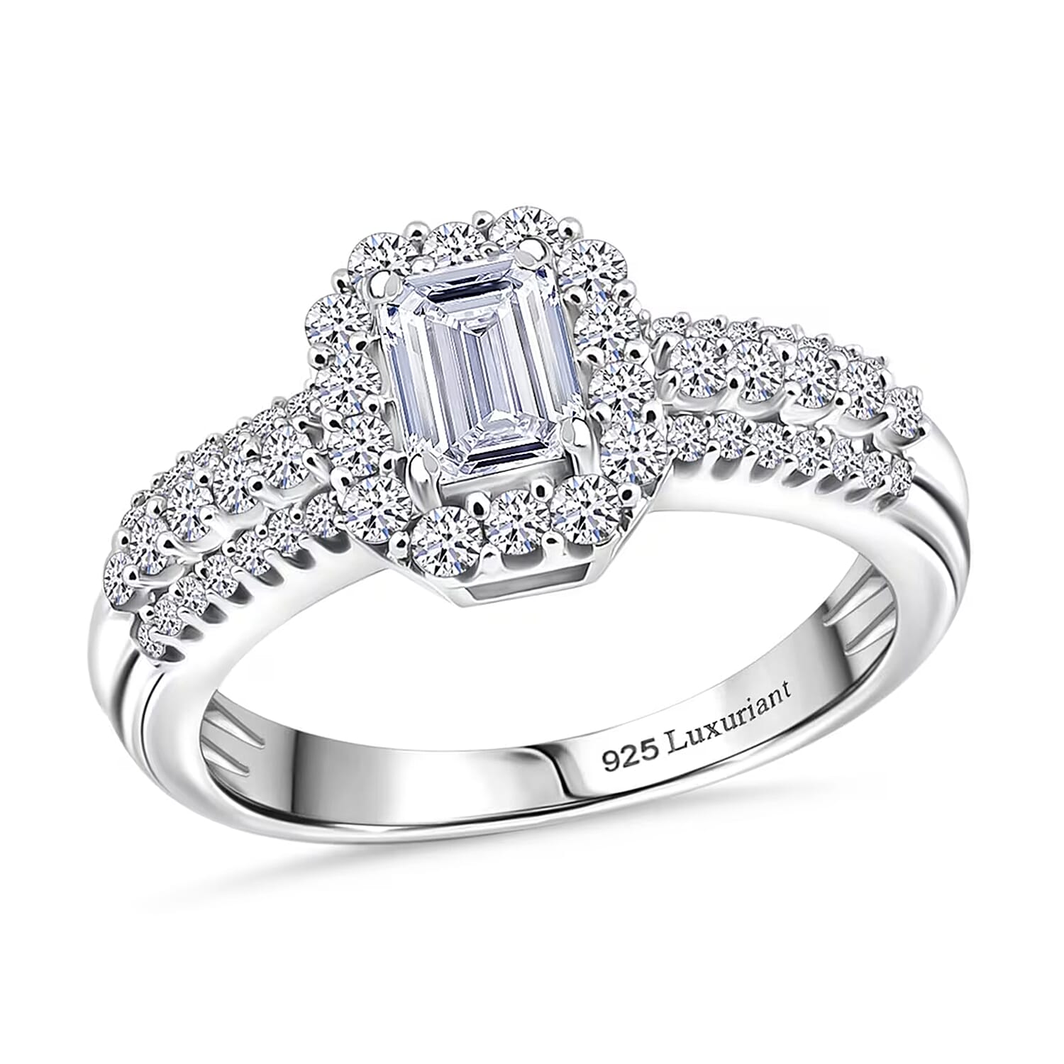 Luxuriant Lab Grown Diamond (G-H, SI) Ring in Platinum Over Sterling Silver (Size 10.0) 1.00 ctw