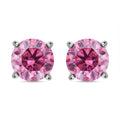 Pink Moissanite (Rnd 6mm) Solitaire Stud Earrings in Rhodium Over Sterling Silver 1.50 ctw - Sticky add to cart bar