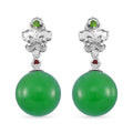 Green Jade (D) and Multi Gemstone 30.50 ctw Drop Earrings in Rhodium Over Sterling Silver - Sticky add to cart bar
