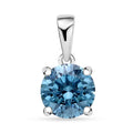 Luxuriant Lab Grown Blue Diamond (IR) SI 1.50 ctw Solitaire Pendant without Chain in Platinum Over Sterling Silver - Sticky add to cart bar