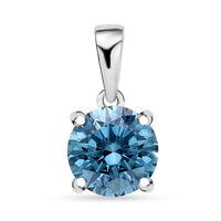 Luxuriant Lab Grown Blue Diamond (IR) SI 1.50 ctw Solitaire Pendant without Chain in Platinum Over Sterling Silver