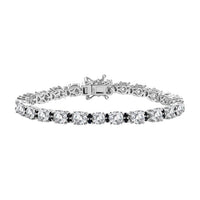 Moissanite and Madagascar Blue Sapphire 11.75 ctw Bracelet in Rhodium Over Sterling Silver (7.25 In)
