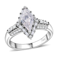 Moissanite 1.80 ctw Ring in Rhodium Over Sterling Silver