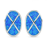 Lab Created Blue Opal 2.00 ctw Earrings