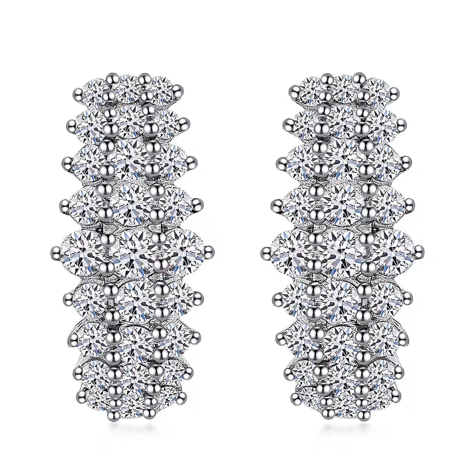 Luxuriant Lab Grown Diamond G-H SI 1.00 ctw Hoop Earrings in Platinum Over Sterling Silver