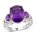 African Amethyst 9.85 ctw Ring in 18K Vermeil YG and Platinum Over Sterling Silver (Size 10.0) - Sticky add to cart bar
