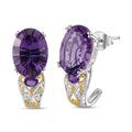 African Amethyst 11.40 ctw J-Hoop Earrings in 18K Vermeil YG and Platinum Over Sterling Silver - Sticky add to cart bar