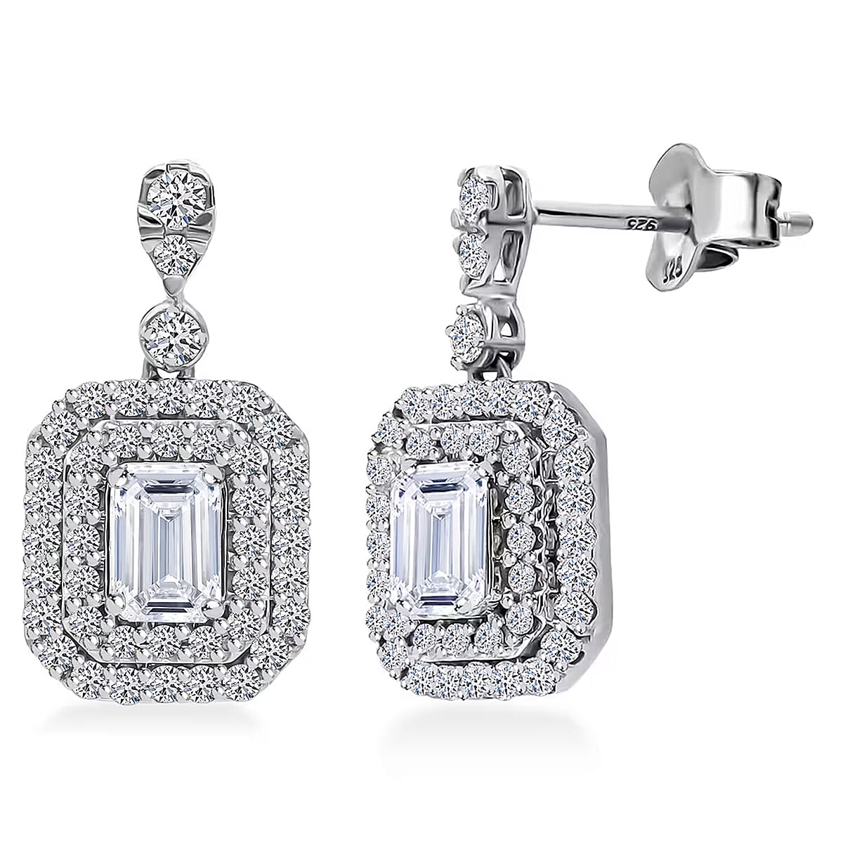 Luxuriant Lab Grown Diamond G-H SI 1.50 ctw Earrings in Platinum Over Sterling Silver