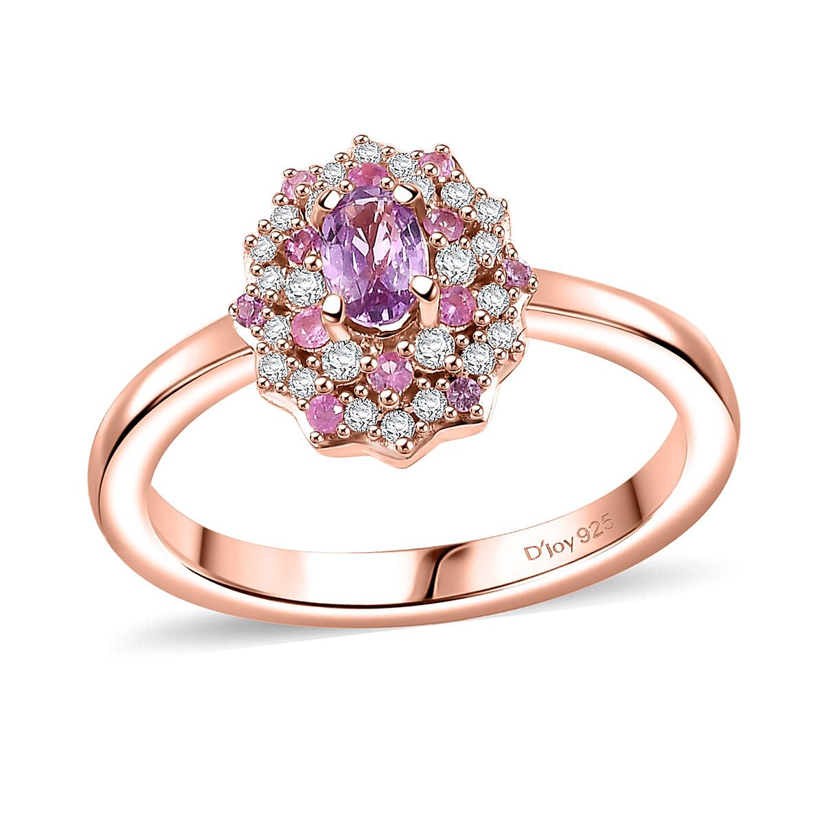 Madagascar Purple Sapphire and Multi Gemstone 0.85 ctw Celestial Blossom Ring in 18K Vermeil Rose Gold Over Sterling Silver