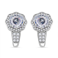 120 Faceted Moissanite (Rnd 8 mm) Stud Earrings in Rhodium Over Sterling Silver 4.15 ctw