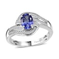 AAA Tanzanite and Diamond 1.15 ctw Ring in Rhodium Over Sterling Silver (Size 6.0) - Sticky add to cart bar