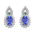D'Joy AAA Tanzanite and Multi Gemstone 1.25 ctw Sunburst Earrings in Rhodium Over Sterling Silver - Sticky add to cart bar