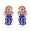 D'Joy AAA Tanzanite and Madagascar Pink Sapphire 1.00 ctw Earrings in 18K Vermeil Rose Gold Over Sterling Silver - Sticky add to cart bar