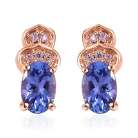 D'Joy AAA Tanzanite and Madagascar Pink Sapphire 1.00 ctw Earrings in 18K Vermeil Rose Gold Over Sterling Silver
