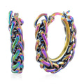 6mm Spiga Chain Hoop Earrings in ION Plated Rainbow Color Stainless Steel - Sticky add to cart bar