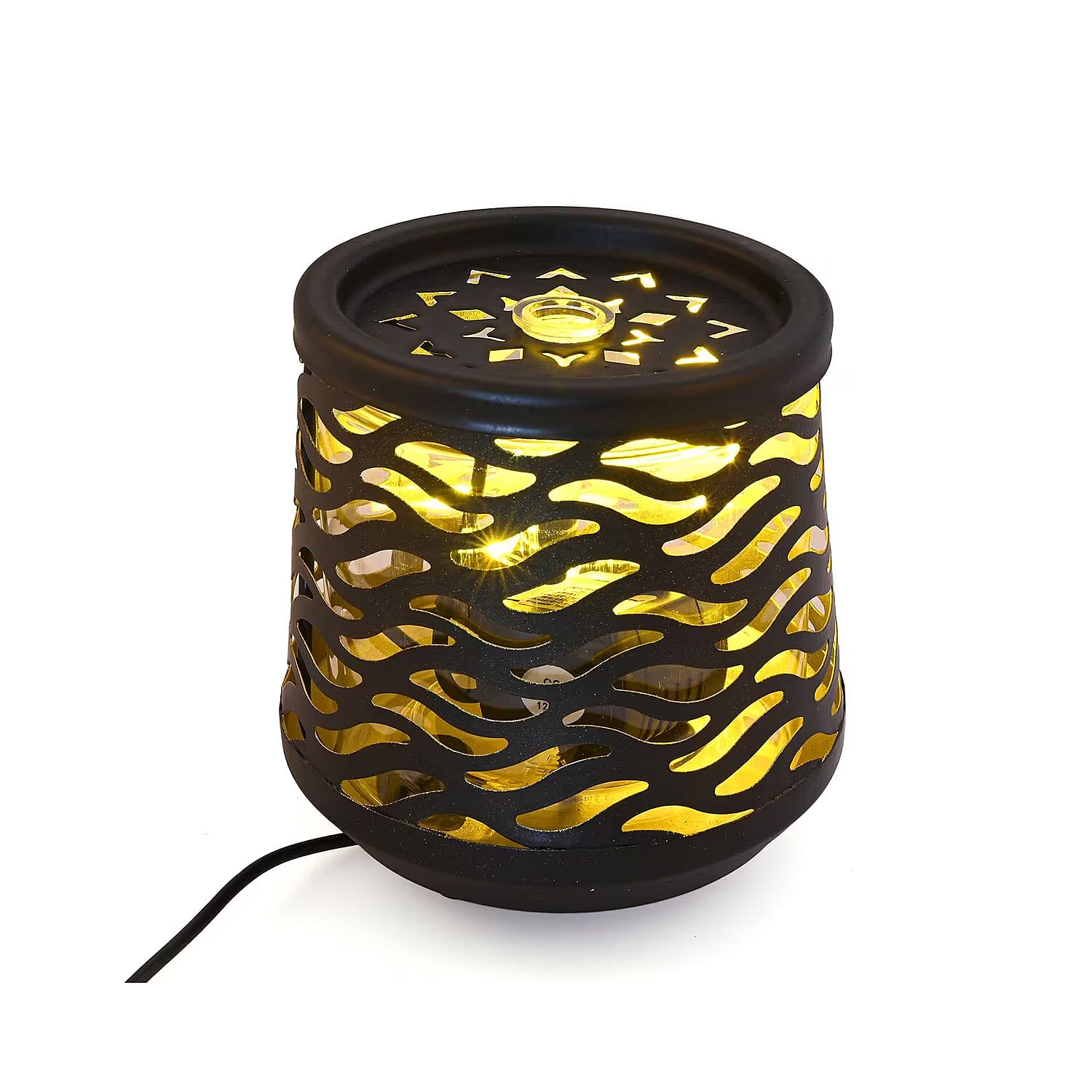 Indoor Wave Pattern Water Fountain with Warm Yellow LED Light (6.37"x5"x4.33")