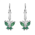 D'Joy Kagem Zambian Emerald 0.75 ctw Butterfly Earrings in Rhodium Over Sterling Silver - Sticky add to cart bar