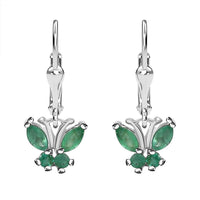 D'Joy Kagem Zambian Emerald 0.75 ctw Butterfly Earrings in Rhodium Over Sterling Silver