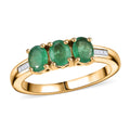 Kagem Zambian Emerald, White Diamond Ring in 18K Vermeil YG Over Sterling Silver (Size 7.0) 1.00 ctw - Sticky add to cart bar