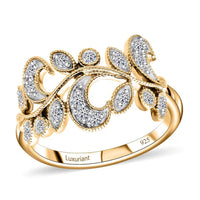 Luxuriant Lab Grown Diamond (G-H, SI-I1) Leaves Ring in Vermeil YG Over Sterling Silver (Size 10.0) 0.50 ctw