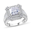 Squartuguese Cut Moissanite (Oct 8 mm) Ring in Rhodium Over Sterling Silver (Size 10.0) 3.90 ctw - Sticky add to cart bar