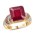 TLV Asscher Cut Niassa Ruby (FF), Multi Gemstone Ring in 18K Vermeil YG Over Sterling Silver (Size 7.0) 11.80 ctw - Sticky add to cart bar