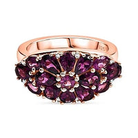 AAA Radiant Ember Garnet and White Zircon 4.01 ctw Cluster Ring in Vermeil Rose Gold Over Sterling Silver (Size 11.5)