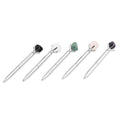 Set of 5 Gemstone Pens (Amethyst, Rose Quartz, Green Flourite, Clear Quartz and Black Obsidian) - Silver - Sticky add to cart bar