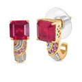 TLV Asscher Cut Niassa Ruby (FF), Multi Gemstone J-Hoop Earrings in 18K Vermeil YG Over Sterling Silver 9.10 ctw - Sticky add to cart bar