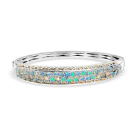 Doorbuster Ethiopian Welo Opal 4.35 ctw Bangle Bracelet in 18K Vermeil YG and Rhodium Over Sterling Silver (6.50 In)