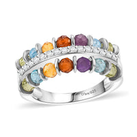 Karis Multi Gemstone Ring in Platinum Bond (Size 10.0) 1.00 ctw