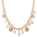 Simulated Pearl Charm Necklace 20-22 Inches in Goldtone - Sticky add to cart bar