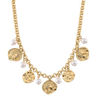 Simulated Pearl Charm Necklace in Goldtone 20-22 Inches