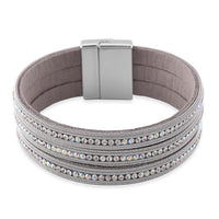 White Aurora Borealis Austrian Crystal Bracelet in Silvertone (7.50 In)