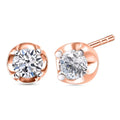 Luxuriant Lab Grown Diamond E-F VS 0.50 ctw Solitaire Stud Earrings in 18K Vermeil Rose Gold Over Sterling Silver - Sticky add to cart bar