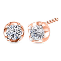 Luxuriant Lab Grown Diamond E-F VS 0.50 ctw Solitaire Stud Earrings in 18K Vermeil Rose Gold Over Sterling Silver