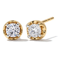 Luxuriant Lab Grown Diamond E-F VS 0.50 ctw Solitaire Stud Earrings in 18K Vermeil Rose Gold Over Sterling Silver