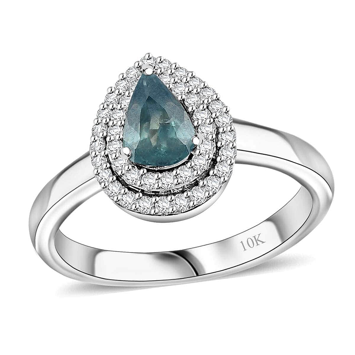 Luxoro 10K White Gold AAA Narsipatnam Alexandrite, Diamond (G-H, I2) (0.25 Carat Ring (Size 7.0) 0.90 Carat Total Weight