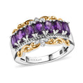 Karis African Amethyst, White Zircon Ring in 18K YG Plated and Platinum Bond (Size 10.0) 1.60 ctw - Sticky add to cart bar