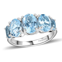 Sky Blue Topaz 3.85 ctw 5 Stone Ring in Platinum Over Sterling Silver